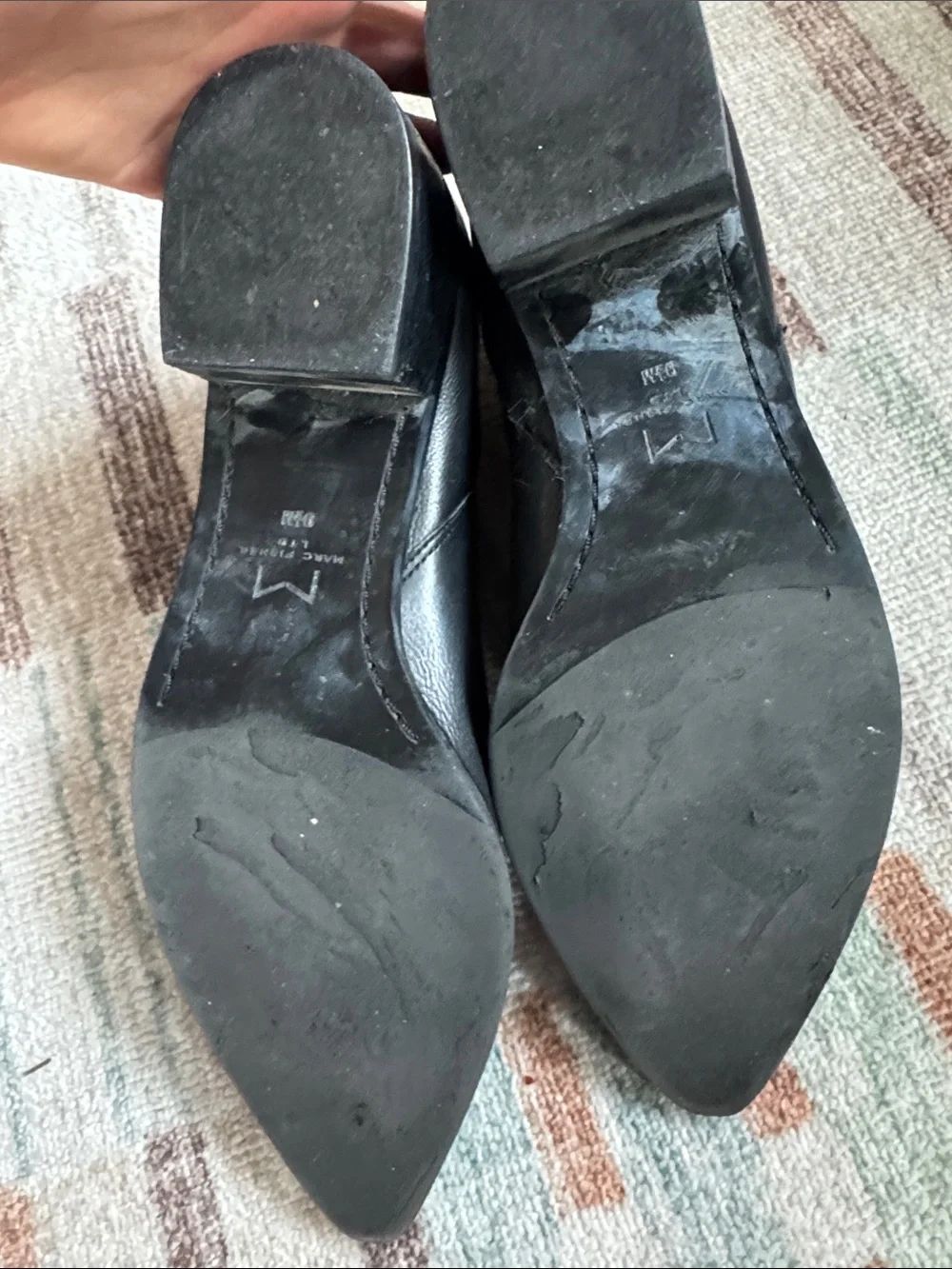 Marc Fisher Yale Black Pointed-Toe Leather Ankle Booties 9.5